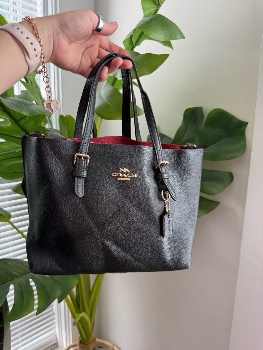 COACH C4084 Mollie Tote 25 Double Faced Crossgrain Leather Black